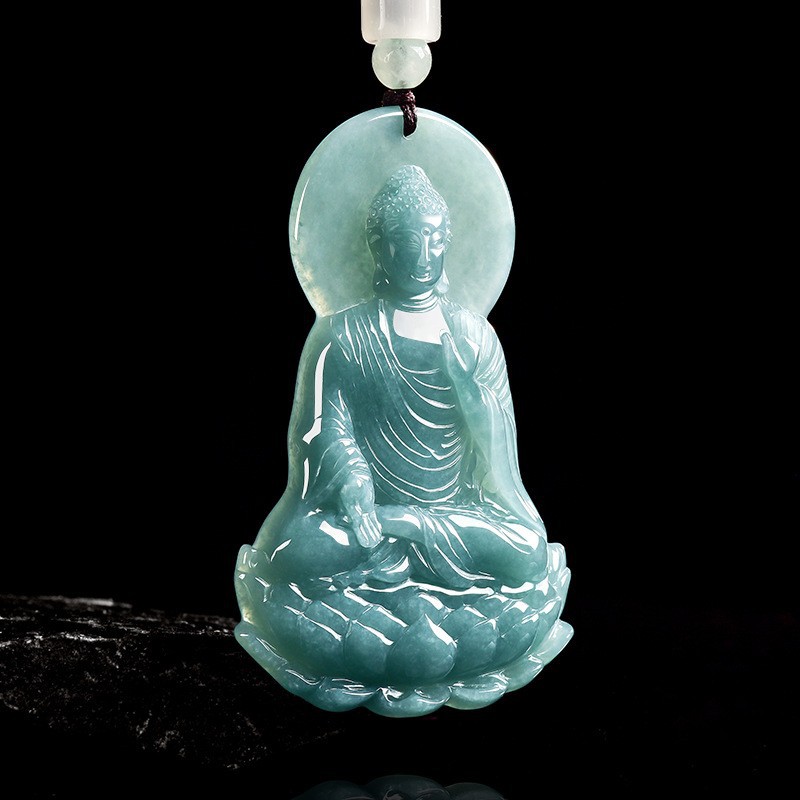 Women'S Fashion Gifts - Natural Burmese Jadeite Buddha Pendant Necklace