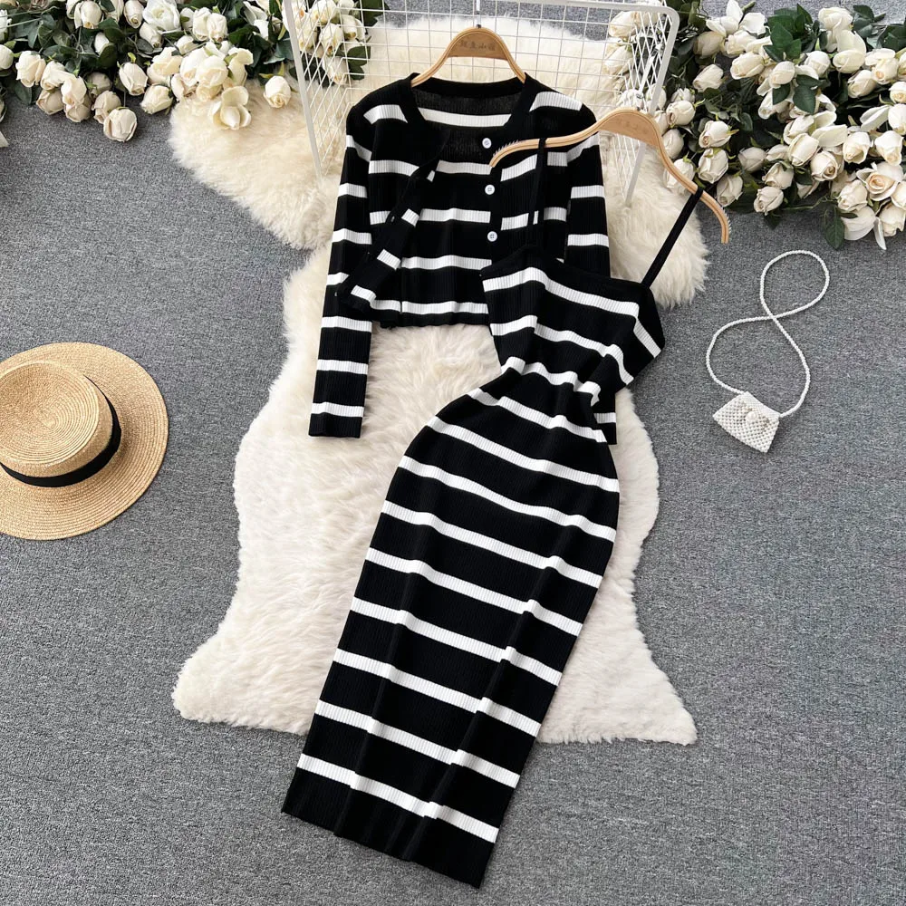 Longline Cardigan Knit - Korean Sweet Hit Color Patchwork Striped