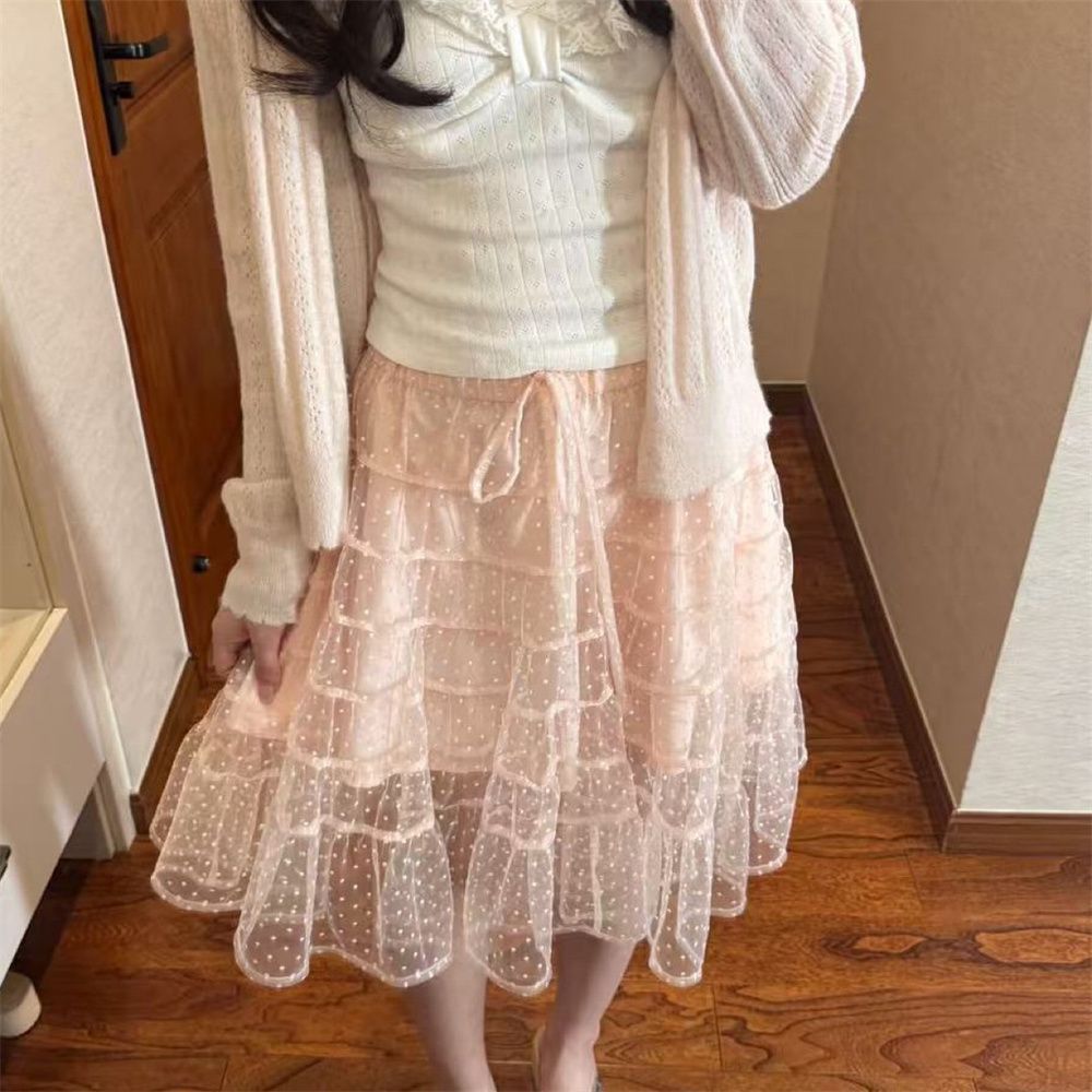 French Style Sweet Lace Trimme - Longline Cardigan Knit ulasan dan harga