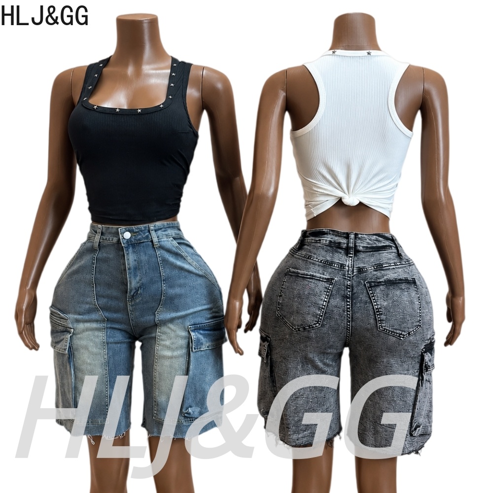 HLJ&GG Fashion Denim Pocket St - Women Fashion Jeans Top ulasan dan harga