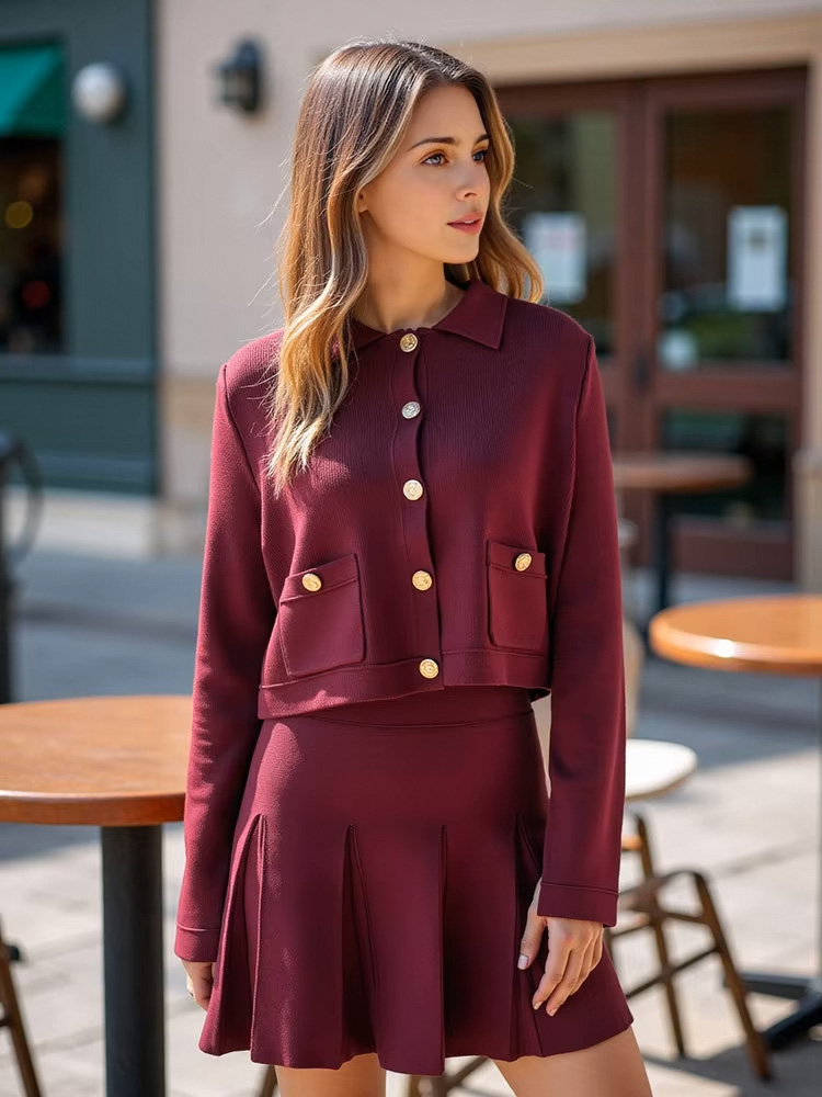 HH Elegant Women Knitted Red S - Longline Cardigan Knit ulasan dan harga