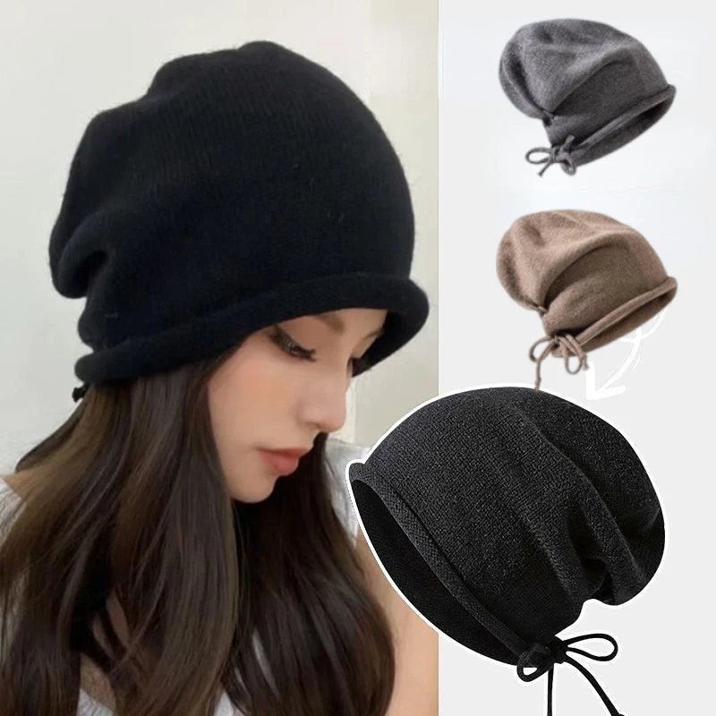 Knitted Bonnet Hoods Female Wi - Women Fashion Hats ulasan dan harga