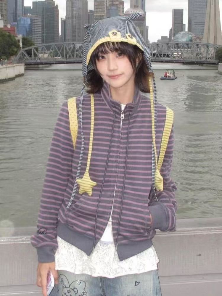 Vintage Grunge Striped Cardiga - Women'S Fashion In The 90S ulasan dan harga