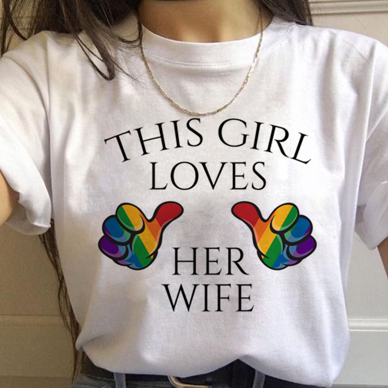 Lgbt Rainbow Harajuku T Shirt  - Women'S Fashion In The 90S ulasan dan harga