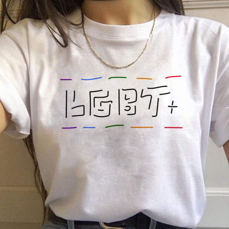 Lgbt Rainbow Harajuku T Shirt  - Women'S Fashion In The 90S ulasan dan harga