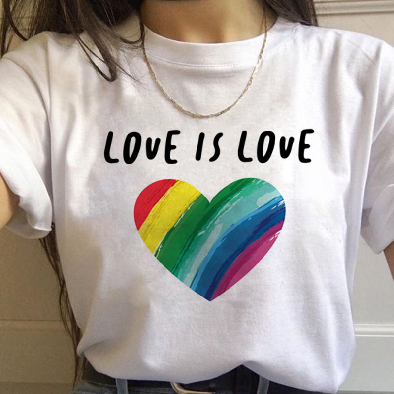 Lgbt Rainbow Harajuku T Shirt  - Women'S Fashion In The 90S ulasan dan harga