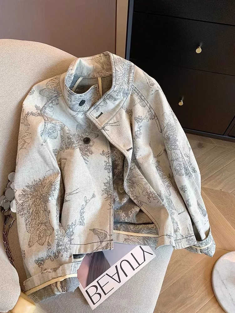 Women Light Grey Print Denim J - Women Fashion Jeans Top ulasan dan harga