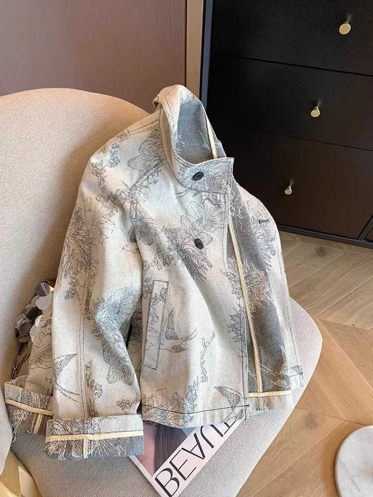 Women Light Grey Print Denim J - Women Fashion Jeans Top ulasan dan harga