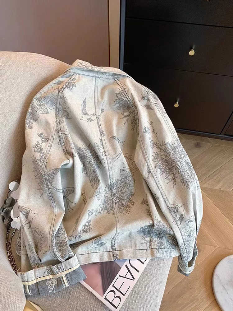Women Light Grey Print Denim J - Women Fashion Jeans Top ulasan dan harga