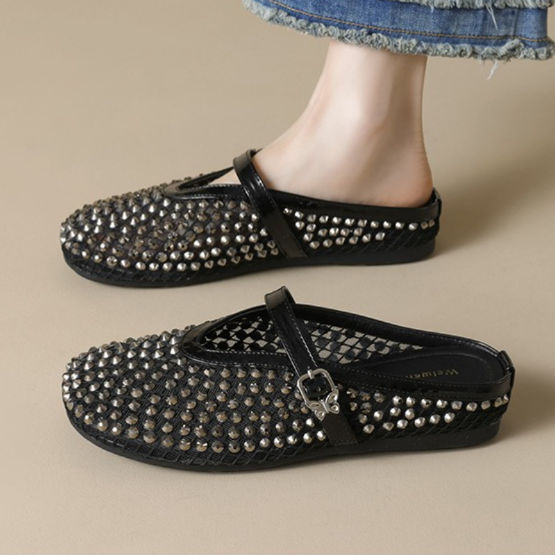 Mesh Rhinestone Brand Slippers - Women'S Fashion Sandals ulasan dan harga