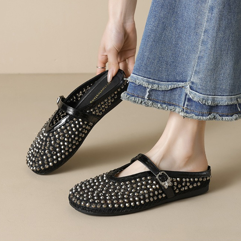 Mesh Rhinestone Brand Slippers - Women'S Fashion Sandals ulasan dan harga