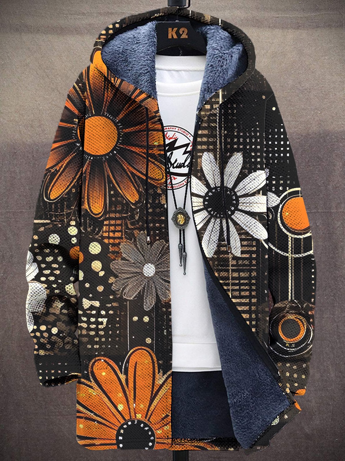 Unisex Colorful Flowers Print  - Longline Cardigan Knit ulasan dan harga