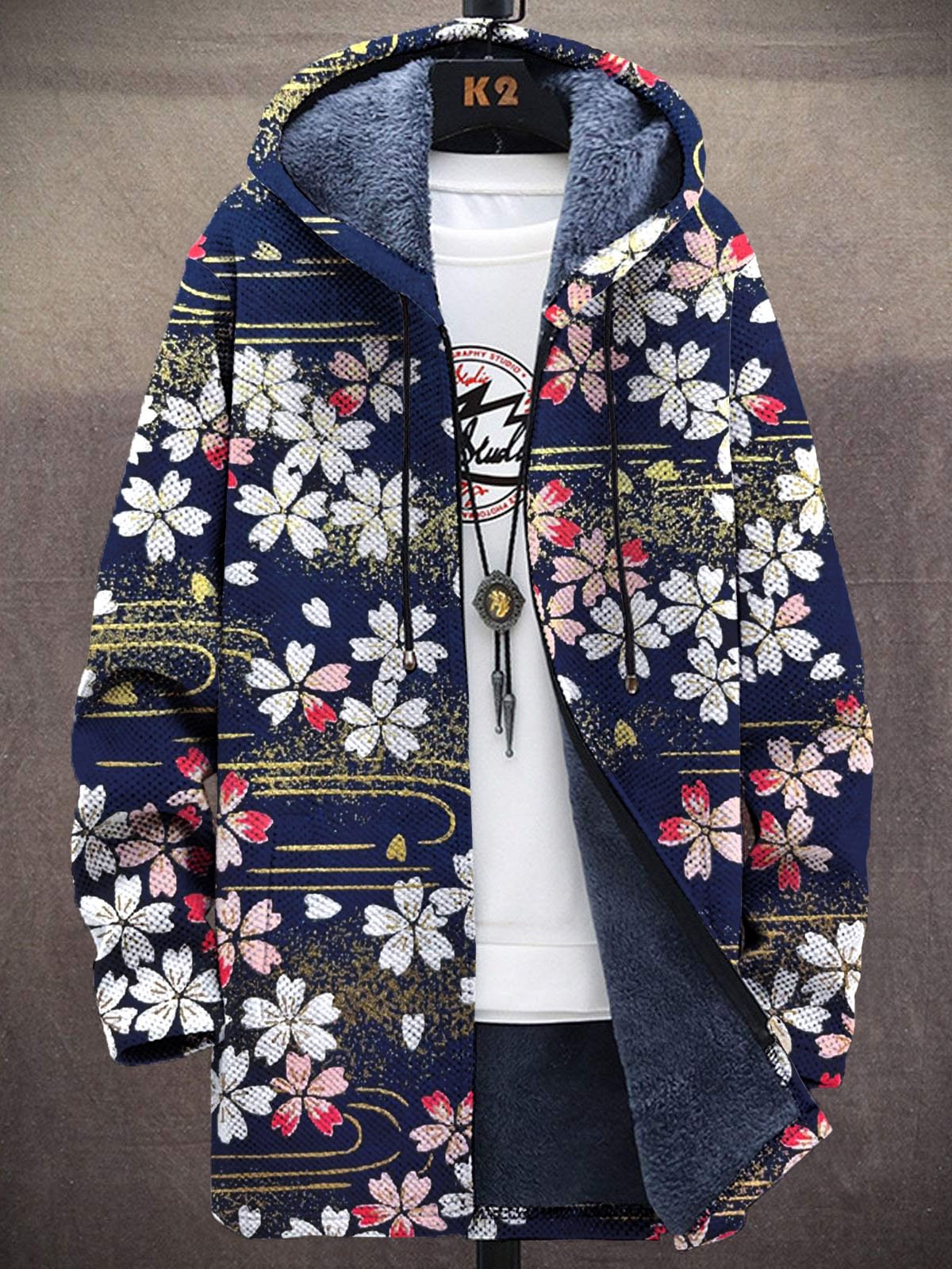 Unisex Colorful Flowers Print  - Longline Cardigan Knit ulasan dan harga