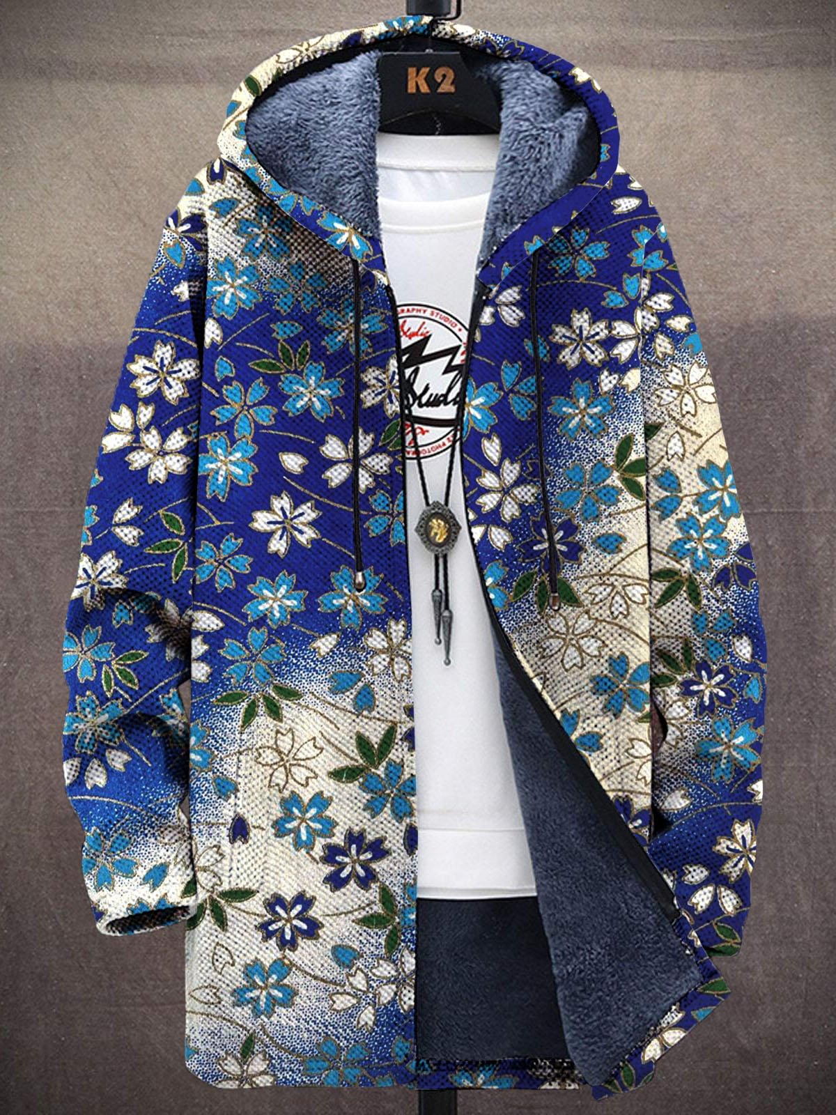 Unisex Colorful Flowers Print  - Longline Cardigan Knit ulasan dan harga