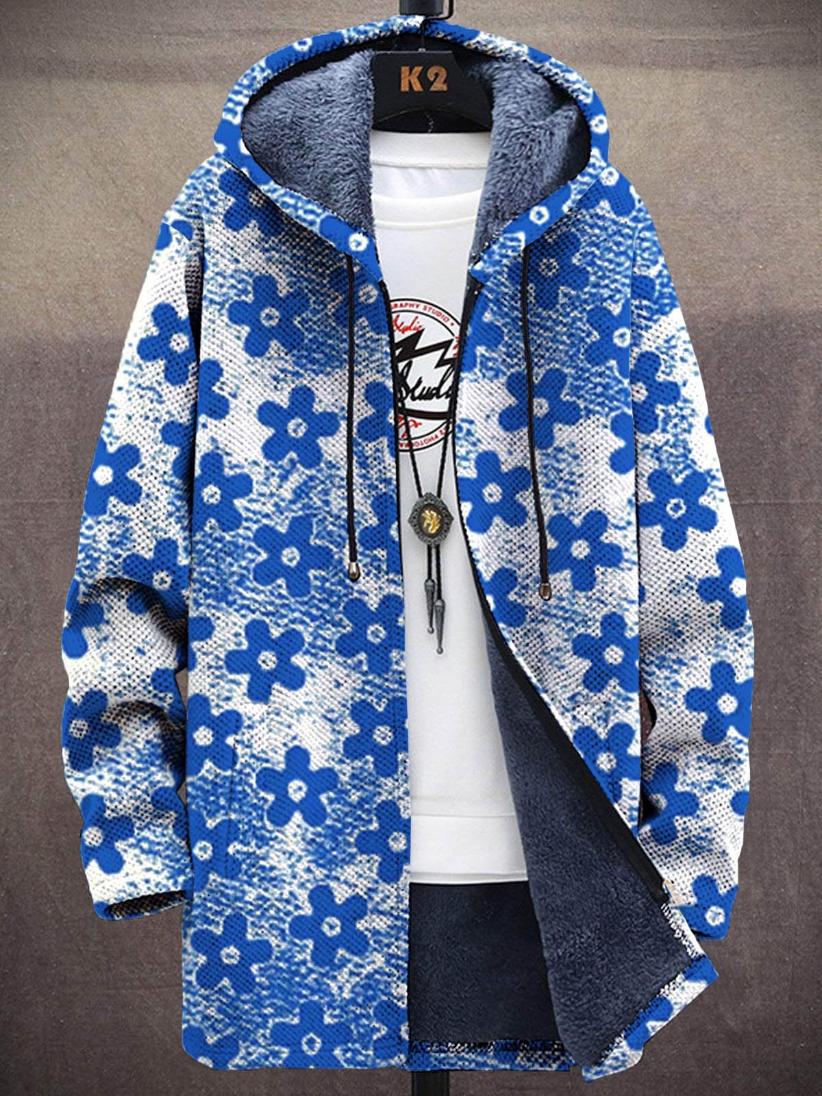 Unisex Colorful Flowers Print  - Longline Cardigan Knit ulasan dan harga