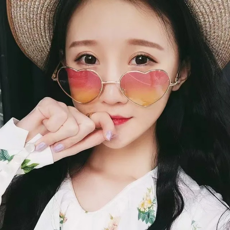 Fashion Heart Shaped Metal Sun - Women Fashion Glasses ulasan dan harga