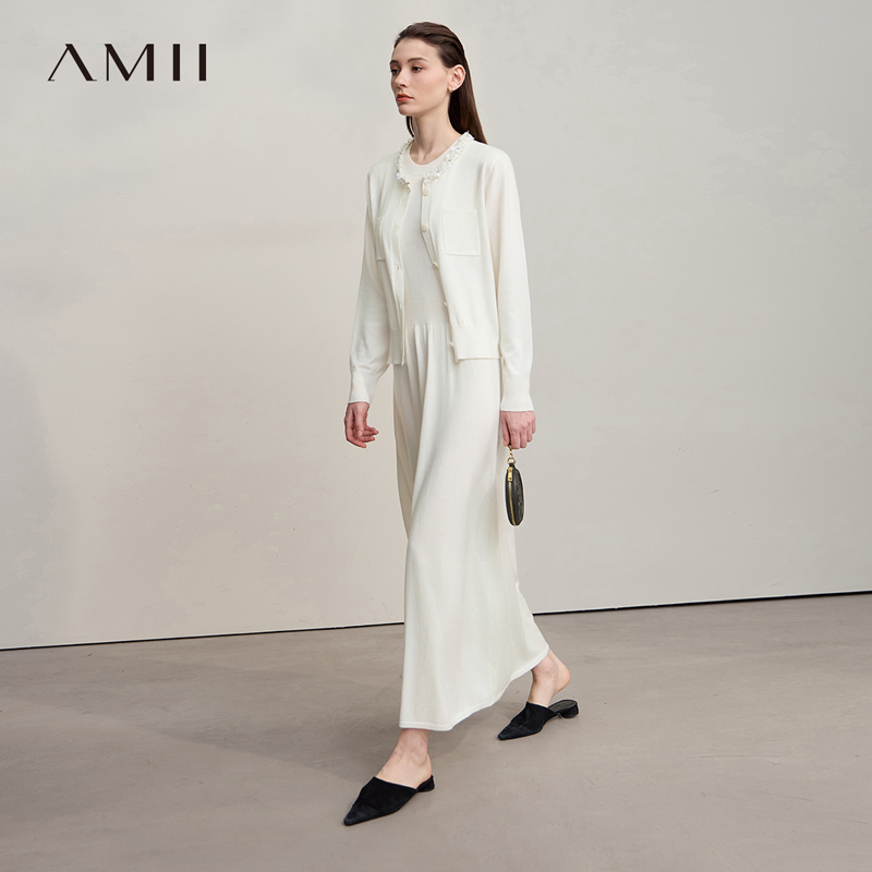 AMII Midi Dresses 2026 Autumn  - Longline Cardigan Knit ulasan dan harga