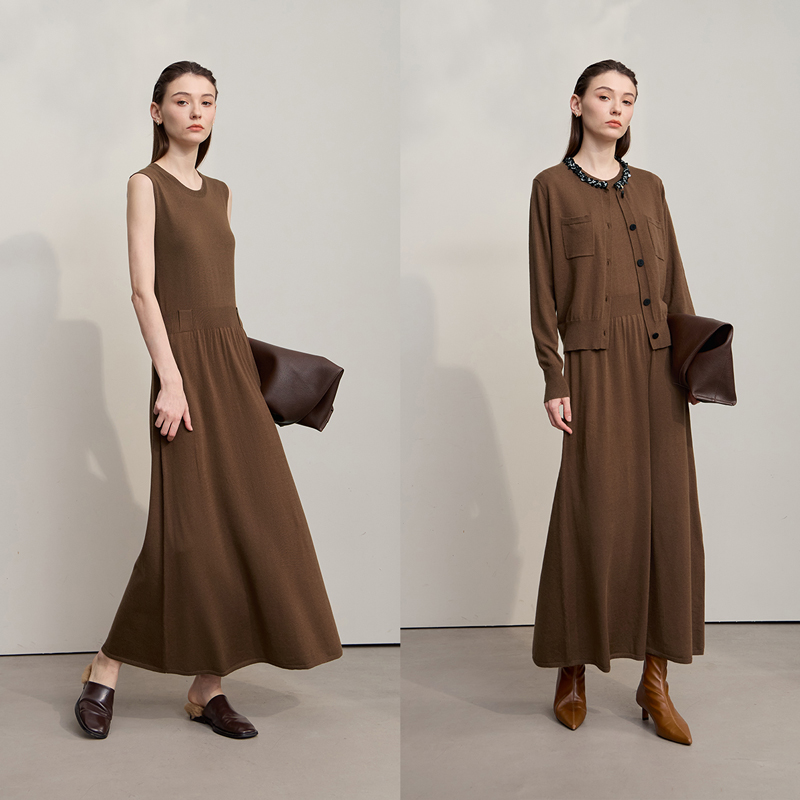 AMII Midi Dresses 2026 Autumn  - Longline Cardigan Knit ulasan dan harga