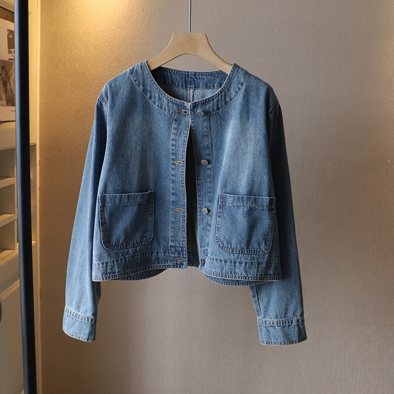 Fashion O-neck Denim Jacket Wo - Women Fashion Jeans Top ulasan dan harga