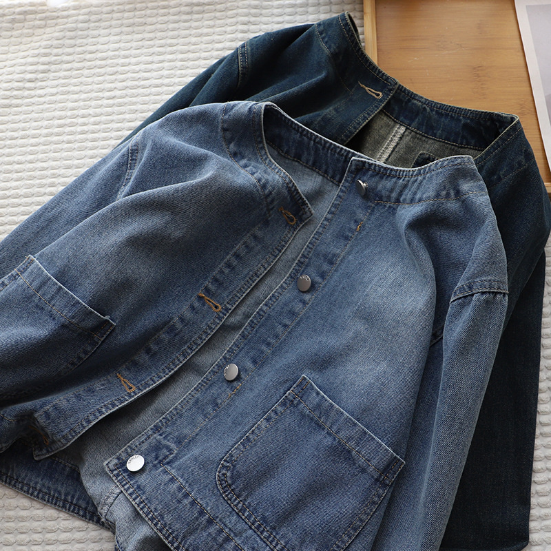 Fashion O-neck Denim Jacket Wo - Women Fashion Jeans Top ulasan dan harga
