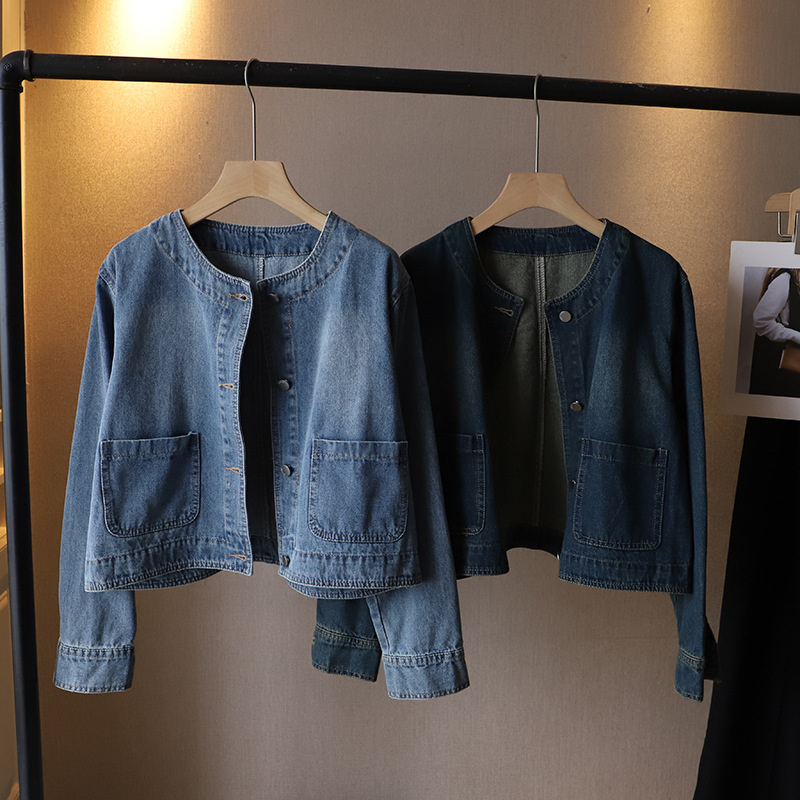 Fashion O-neck Denim Jacket Wo - Women Fashion Jeans Top ulasan dan harga