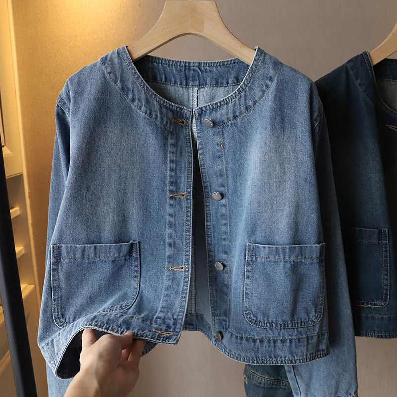 Fashion O-neck Denim Jacket Wo - Women Fashion Jeans Top ulasan dan harga