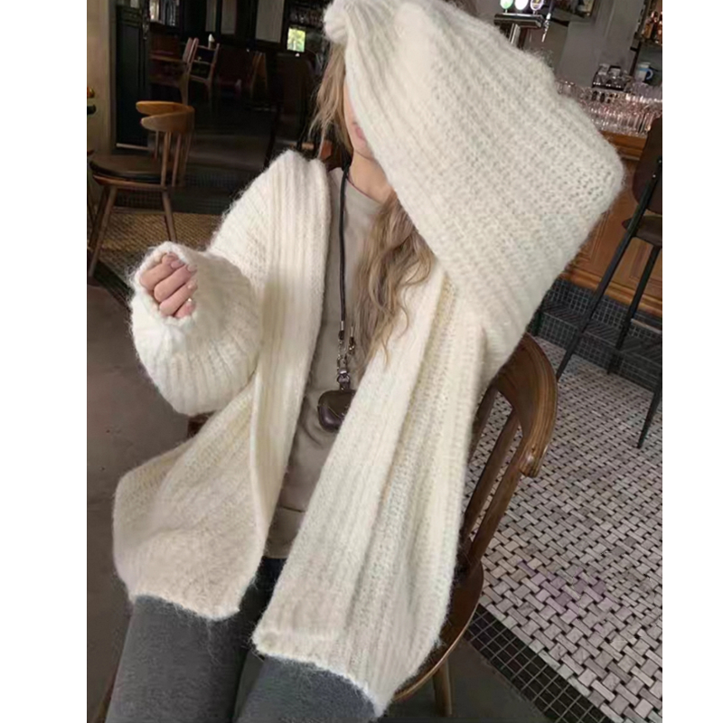 Chunky Knit Open Front Hooded  - Longline Cardigan Knit ulasan dan harga