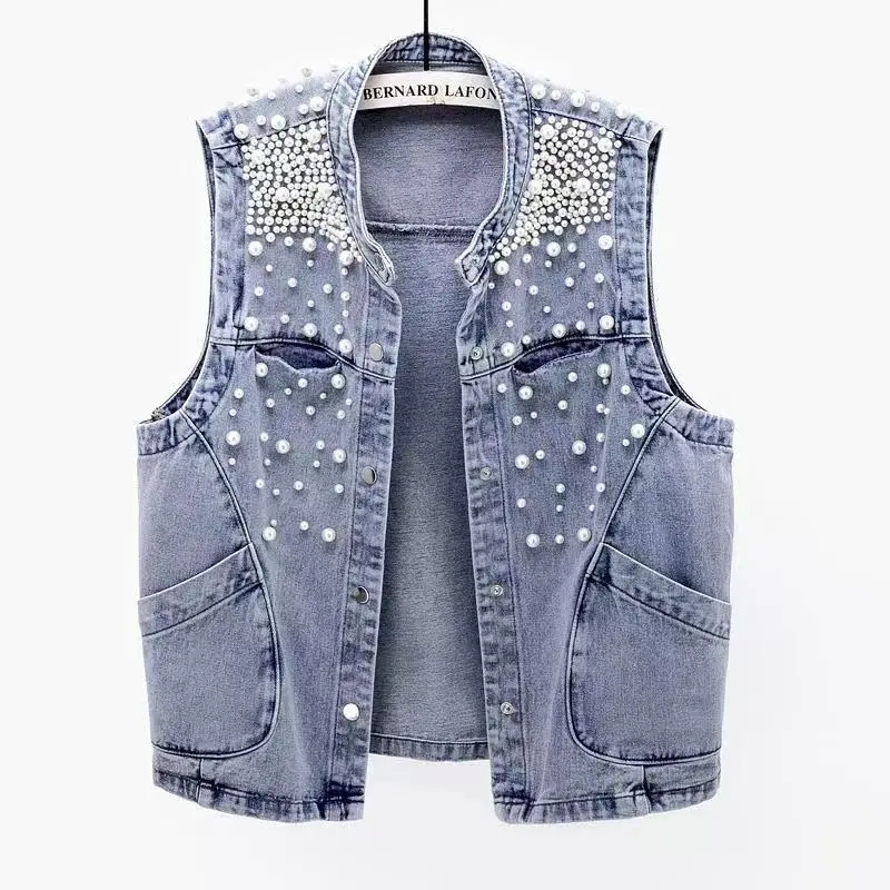2023 New Summer Women's Beaded - Women Fashion Jeans Top ulasan dan harga