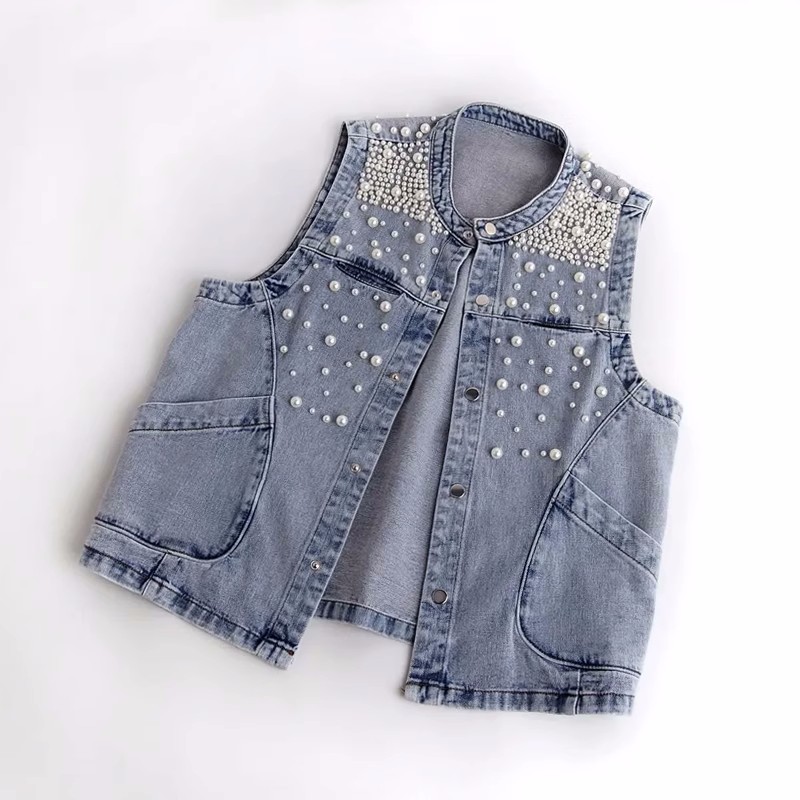 2023 New Summer Women's Beaded - Women Fashion Jeans Top ulasan dan harga