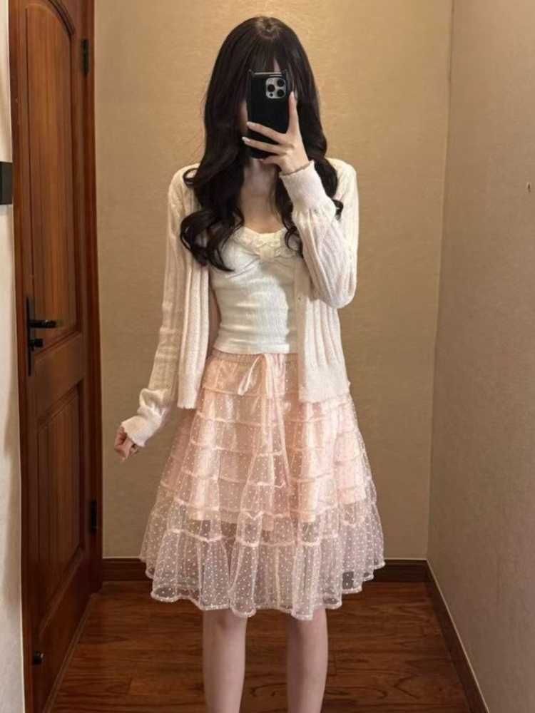 Korean Fashion Slim Fit White  - Longline Cardigan Knit ulasan dan harga